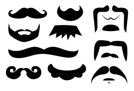 Mustache and moustache image set. Vector illustration isolated on white background. Mustache icon set.のイラスト素材