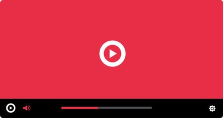 Video player on a red background. Vector illustration for web design.のイラスト素材