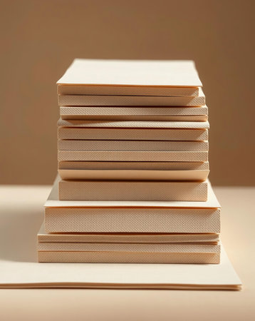 A detailed photograph features a stack of paper products with a textured surface and a smooth top layer, showcasing the intricacies of the paper.の素材