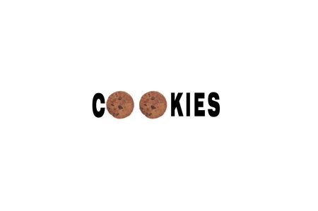 chocolate chips cookies over white background