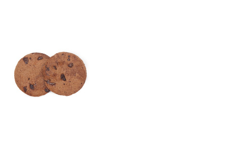 chocolate chips cookies over white backgroundの写真素材