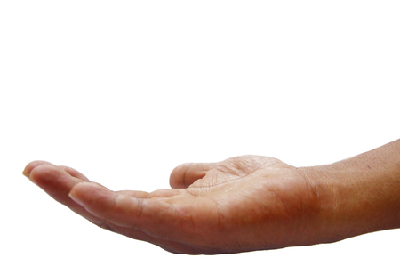 hand over white backgroundの写真素材