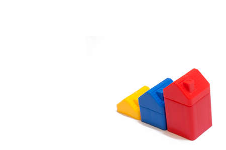 building block toys over white backgroundの写真素材