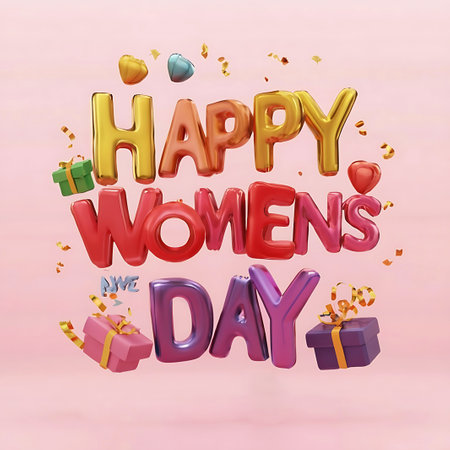 Happy Women's Day 3d illustration, greeting card, poster.の素材