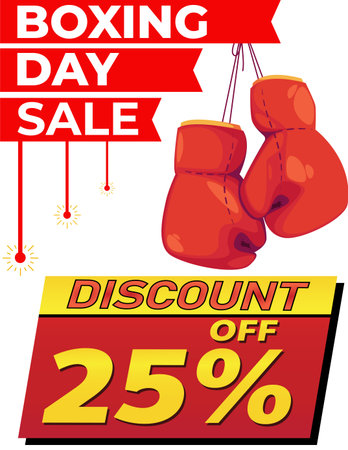 Boxing day sale poster design with red boxing gloves. Vector illustrationのイラスト素材