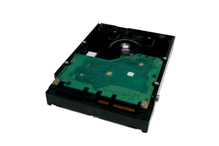 Hardware Computer  harddisk drive is the data storage for the digital data computer on white background Side viewの写真素材