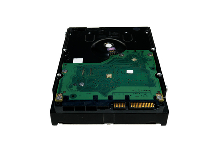 Hardware Computer  harddisk drive is the data storage for the digital data computer on white background Top viewの写真素材