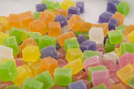Close-up of Thailand jelly dessert homemade that made from sugar, tasty sweet, soft and colorful.の写真素材
