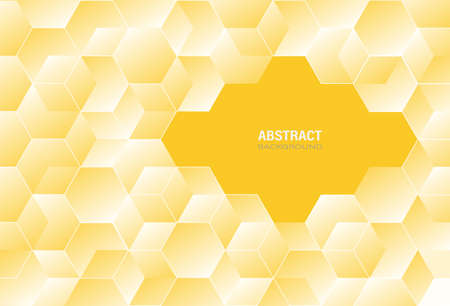 Abstract modern yellow geometric template on gradient background. Element design with cube and 3D. Vector Illustration.のイラスト素材