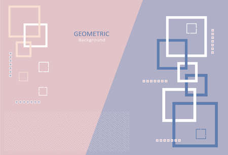 Abstract geometric template with square shapes and lines pattern on pastel background. Design with copy space for text. Vector Illustration.のイラスト素材