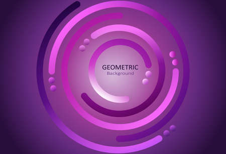 Abstract purple geometric template with circle shapes on gradient background. Design with copy space for text. Vector Illustration.のイラスト素材