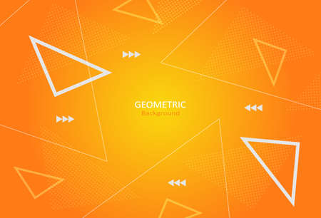 Abstract vibrant geometric template with triangle shapes on orange gradient background. Element...