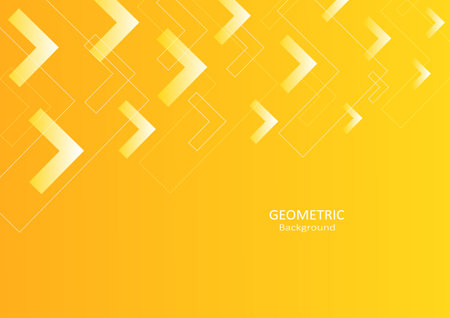 Abstract geometric on yellow gradient background. Design elements with arrow shapes. Copy space for text. Vector Illustration.のイラスト素材