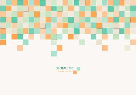 Geometric abstract background. Design elements with pastel colors and square shapes patterns on top. Vector Illustration.のイラスト素材