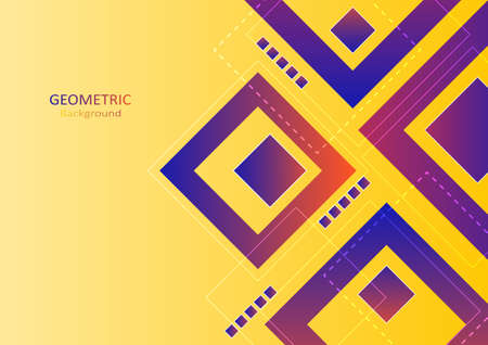 Geometric abstract background with gradient color. Element design with square shapes and outlines. Vector Illustration.のイラスト素材