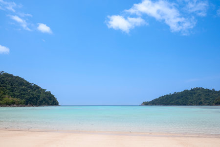 View of Mu Ko Surin Nation Park,  Beautiful white sand beach, and popular coral reef for snorkeling in Andaman, Thailand.の写真素材