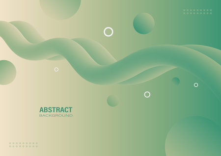 Abstract green fluid 3D shapes with gradient background. Design elements for a banner template.のイラスト素材