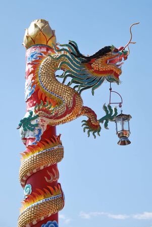 Dragon arch in blue sky, Chinese architecture styleの写真素材