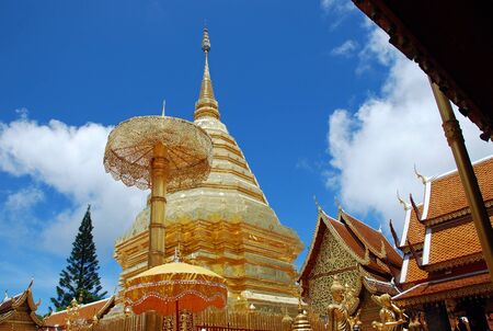 Buddhist Temple of Wat Phrathat Doi Suthep in Chiang Mai, Thailandの写真素材