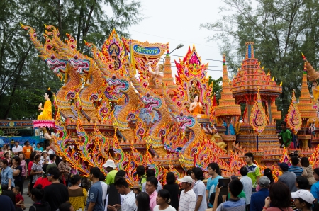 SONGKHLA, THAILAND- OCTOBER 20  Lak Phra and Tak Bat Devo are Buddhist festival held annually  The festival is to celebrate the end of Buddhist Lent at Lan Dok Kaew, and Sa Bua of Samila cape on October 20, 2013 in Songkla, Thailand のeditorial素材