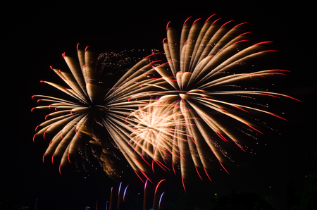 An image of exploding fireworks at night  Represents a celebration の写真素材