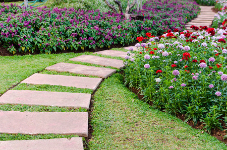 walkway in the flowers gardenの写真素材