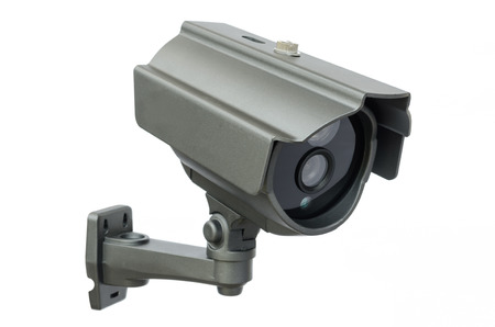 CCTV security camera on white backgroundの写真素材