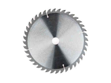 Circular saw blade on white backgroundの写真素材