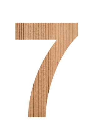 Number 7 with wooden photo background isolated on white background
