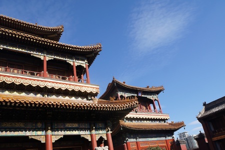 Blue sky and temple in beijing chinaのeditorial素材