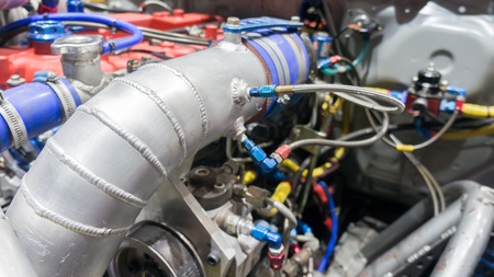 The engine of racing carの写真素材