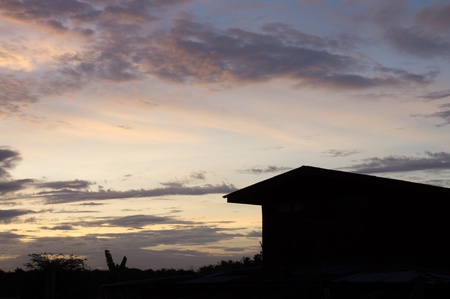 Country home in silhouetteの写真素材