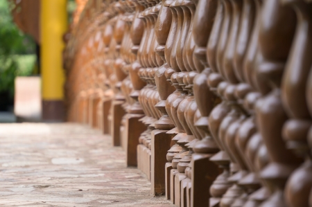 pattern of wood baluster on bridgeの写真素材