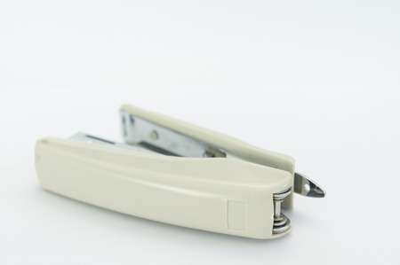 Studio short white staples on white backgroundの写真素材