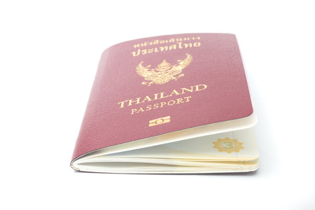 passport of thailand for travel in white backgroundの写真素材