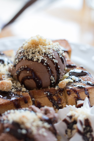 Ice cream chocolate honey toastの写真素材