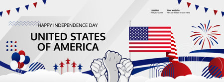 Abstract art of United States of America National Day in flag colors.のイラスト素材