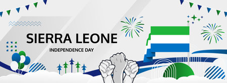 Sierra Leone Independence Day modern greeting banner. 27 April Happy Sierra Leone National Day. Holidays abstract concept. Great for event like carnival, feast poster, culture and tourismのイラスト素材