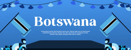 Botswana Independence Day banner in colorful modern geometric style. Happy independence and national day greeting card cover with typography. Abstract background for national holiday celebrationのイラスト素材
