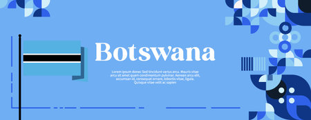 Botswana Independence Day banner in colorful modern geometric style. Happy independence and national day greeting card cover with typography. Abstract background for national holiday celebrationのイラスト素材