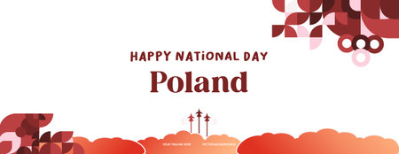 Poland national day banner. Illustration background for National Independence day celebrating with geometric shape. Happy Poland Constitutional Dayのイラスト素材