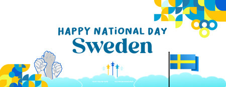 Sweden national day banner. Illustration background for National Independence day celebrating with creative geometricのイラスト素材