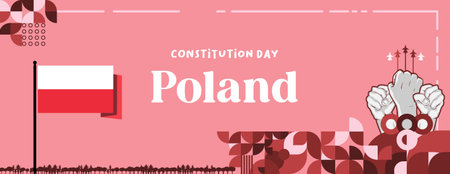 Poland national day banner. Illustration background for National Independence day celebrating with...