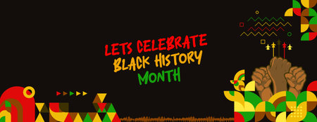 Celebrating Black History Month in modern geometric style. Greeting banner with typography. Illustration for Black History Monthのイラスト素材