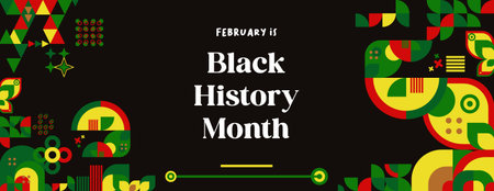Celebrating Black History Month in modern geometric style. Greeting banner with typography. Illustration for Black History Monthのイラスト素材