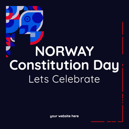 Norwegian constitution day festive poster banner. Creative geometric for background holiday celebration, greeting card, billboard, and event on May. Happy Norway national Dayのイラスト素材