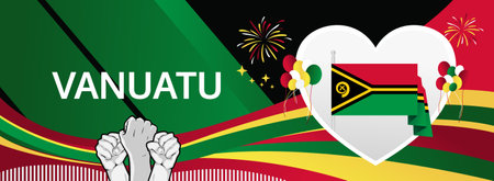 Vanuatu Independence Day design with heart symbol. Trendy background for national Independence spirit, perfect for banner, poster, header, and tourismのイラスト素材