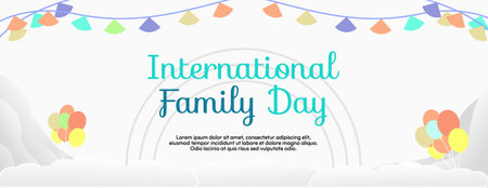 Celebrating Family Day. Versatile design with attractive colors for Family Day. Creative geometric poster suitable for banner, invitation and greeting card. Illustration Family Dayのイラスト素材
