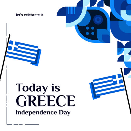 Modern geometric banner for Greece Independence Day celebrations. Ideal for national day promotions, websites, and greeting cards.のイラスト素材