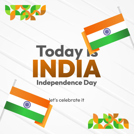 Stylish India Republic Day banner in geometric design. Ideal for social media, ads, posters, and...